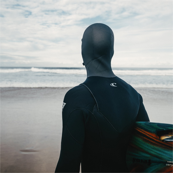 2026 O'Neill Mens Epic 6/ 4mm Chest Zip Hooded Wetsuit 5649 - Black / Black / Black